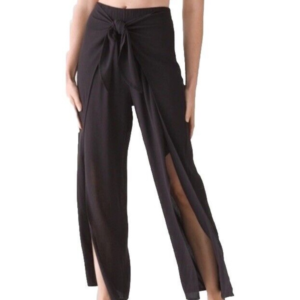 Kona Sol Black Beach Cover Up Tie Waist Summer Pants M